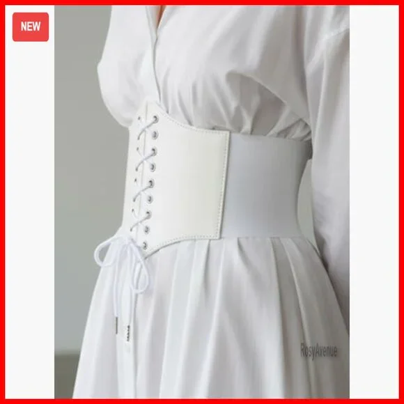 Stretchy Leather Corset Belt Elastic Waist Cincher Waspie Costume Accessory - Picture 2 of 7